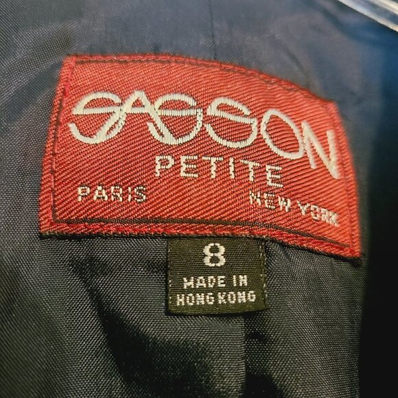 Sasson Petite | Women's Vintage Plaid Wool Blend Double Button Blazer (Size 8) - Picture 2 of 16